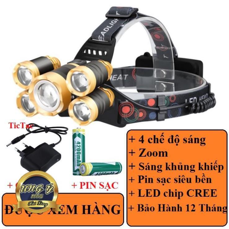 Đèn đội đầu 5 bóng (viền vàng)