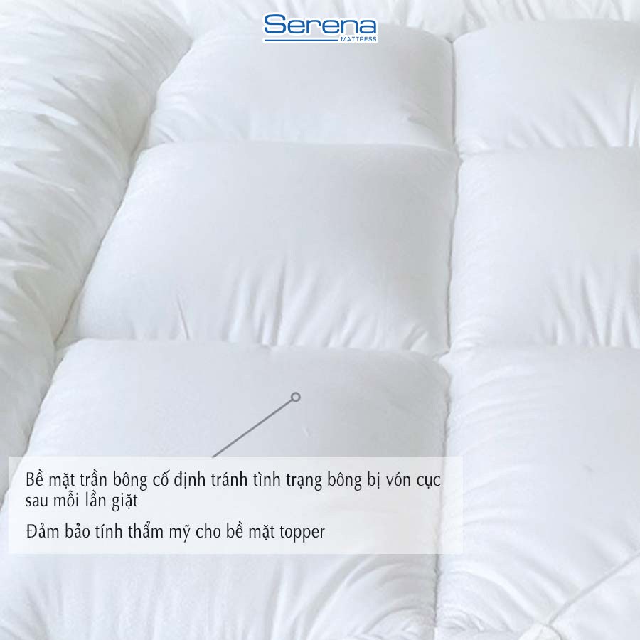 Nệm Topper dầy 10cm lông vũ Microfiber SERENA cao cấp - tấm chăn lót đệm niệm topper toper nệm lông vũ trải sàn giường ngủ khách sạn dày 1m2 1m4 1m6 1m8 chính hãng