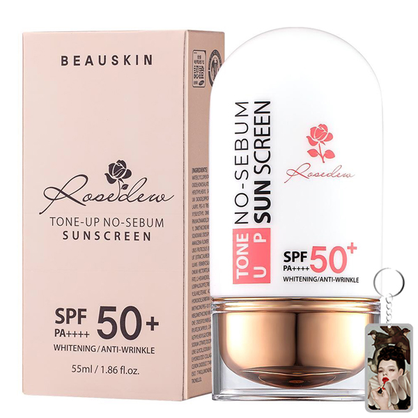 Kem chống nắng kiềm dầu nâng tone Beauskin Rosedew Hàn Quốc 55ml tặng kèm móc khóa