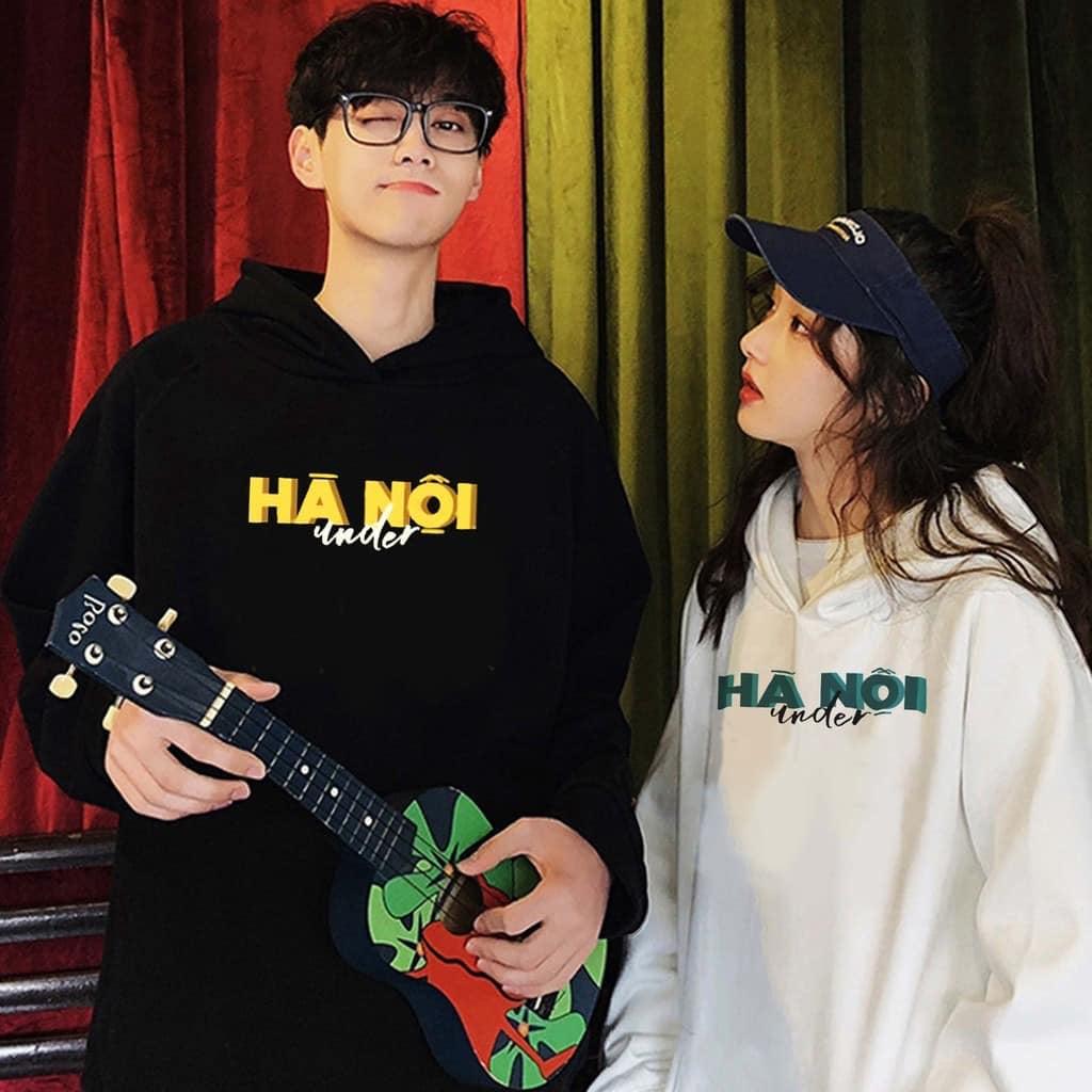 Áo HOODIE có mũ chất nỉ Bông dày dặn in chữ UNDER Hà Nội, Áo phom Rộng 100% Cotton Nam Nữ Unisex -In Hình Local Brand