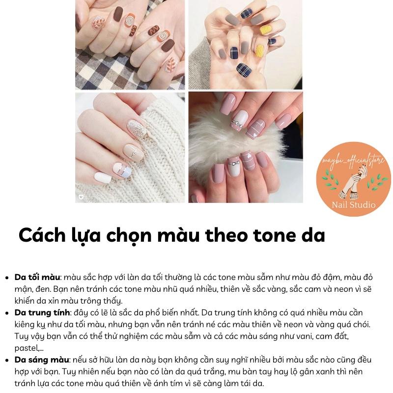 Móng giả gắn nơ hồng baby trái tim MAYBI 24 móng, Móng tay giả kèm keo nailbox nữ tính Mẫu T35