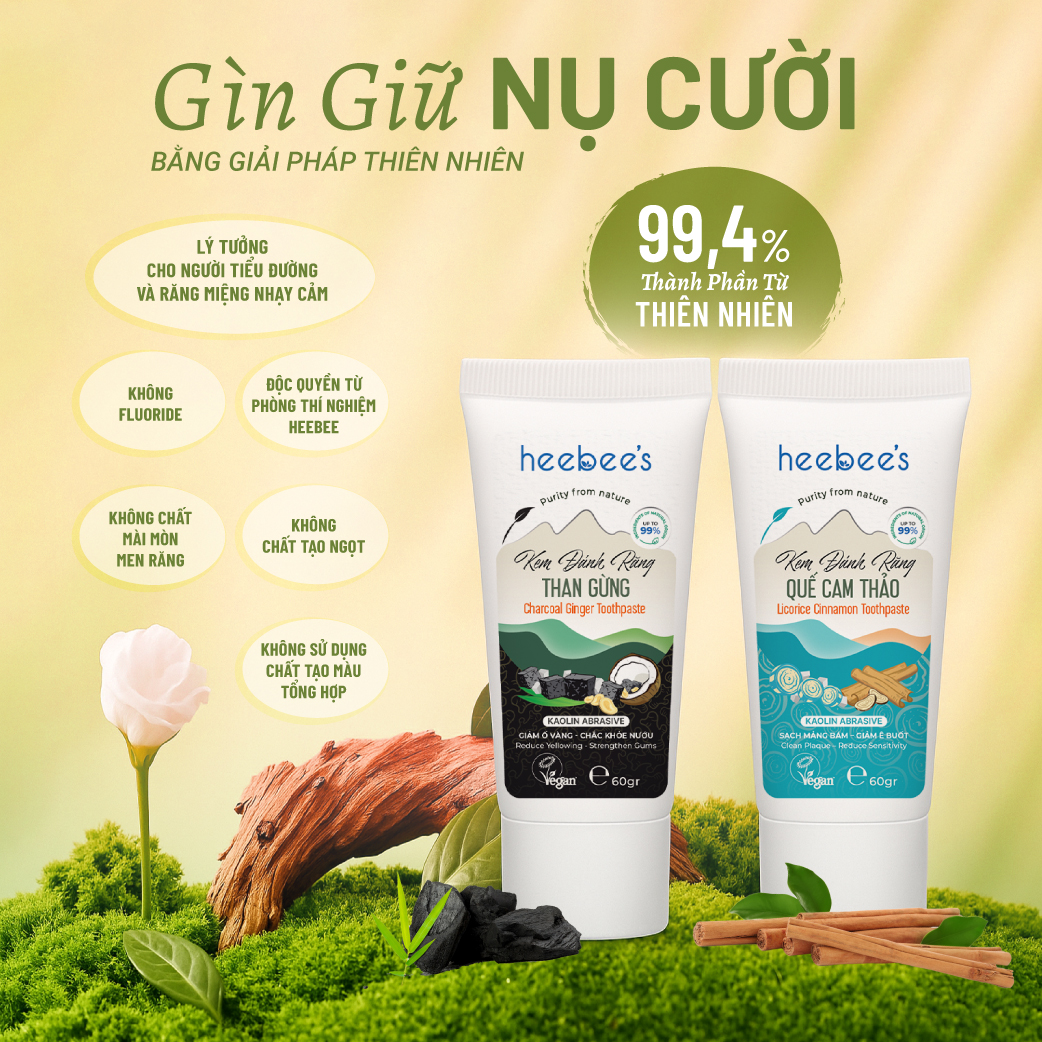 Kem Đánh Răng Thảo Dược Thuần Chay Quế Cam Thảo - Sạch Mảng Bám, Giảm Ê Buốt 60 Gram
