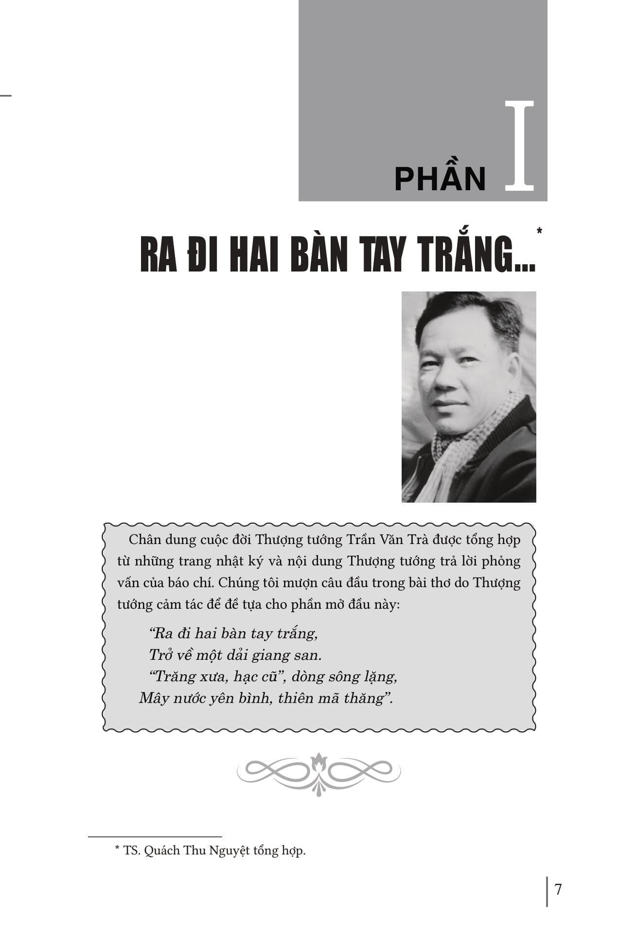 Sách - Hồi Ký Thượng Tướng Trần Văn Trà - Hành Trình Từ “Ra Đi Hai Bàn Tay Trắng” Đến “Trở Về Một Dải Giang San” Và Những Trang Bản Thảo Còn Dang Dở