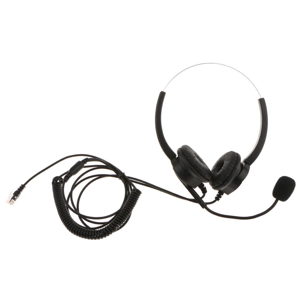 Hands-free Call Center Noise Cancelling Binaural Headset with RJ9 Plug & Mic