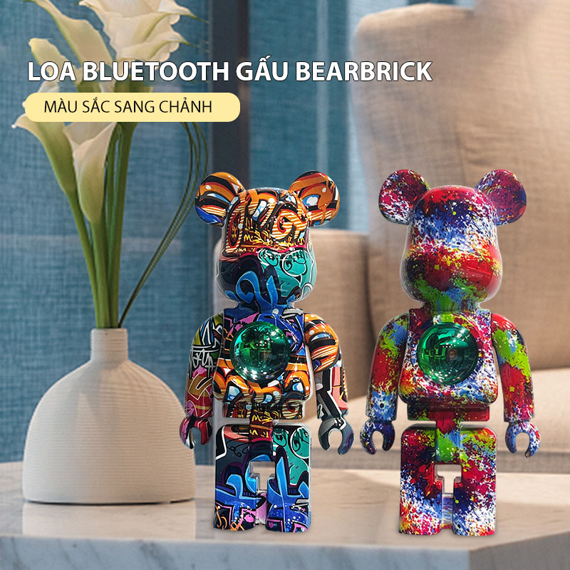 Loa Bluetooth Gấu Bearbrick Đèn Led Floveme Shen Lian, Nhỏ Gọn, Âm Thanh To Rõ Nét, Pin Dùng 3 - 5h , Decor Bàn Làm Việc - Hàng Chính Hãng