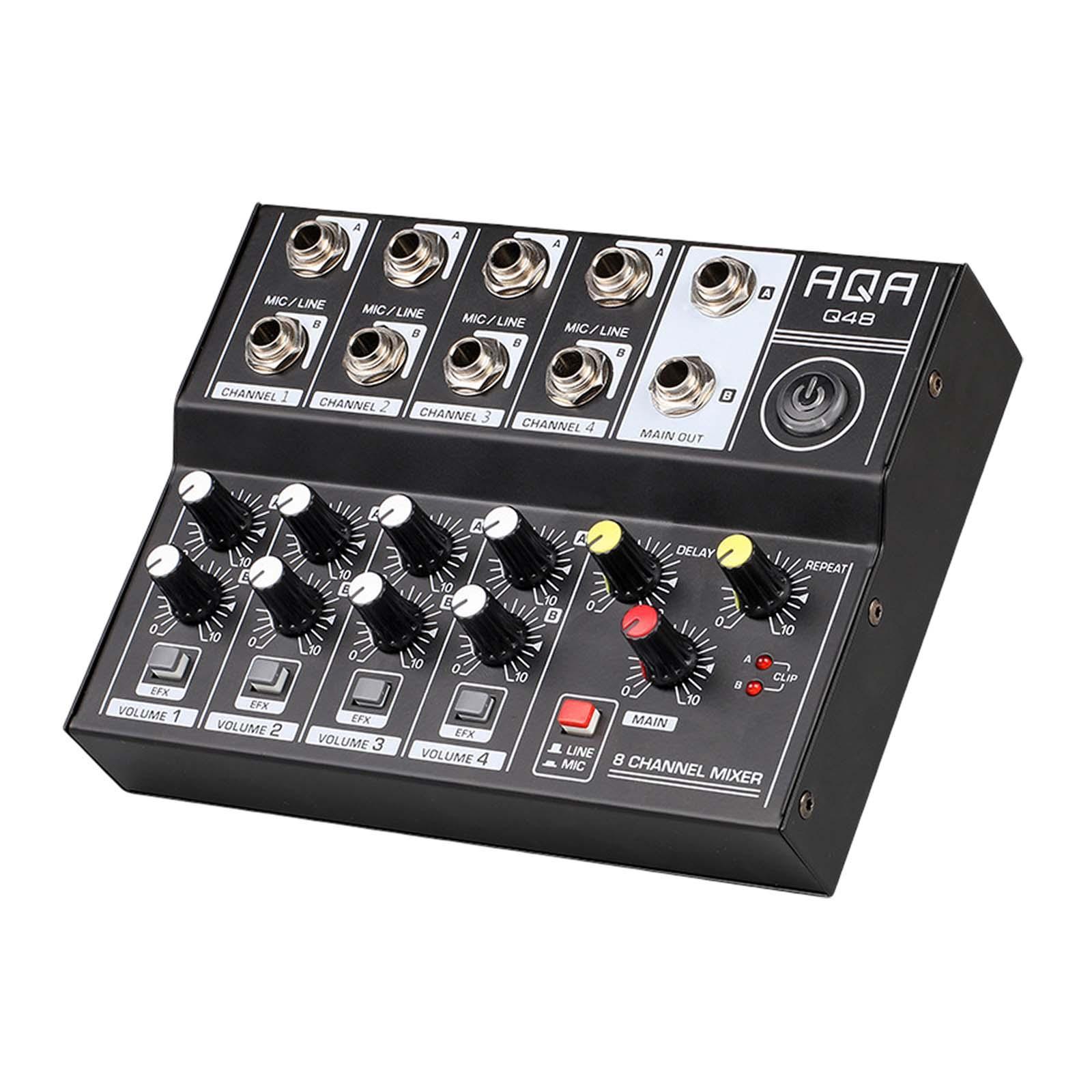 8 Channel Mixer USB Interface Podcast Equipment Live  Compact Mixer