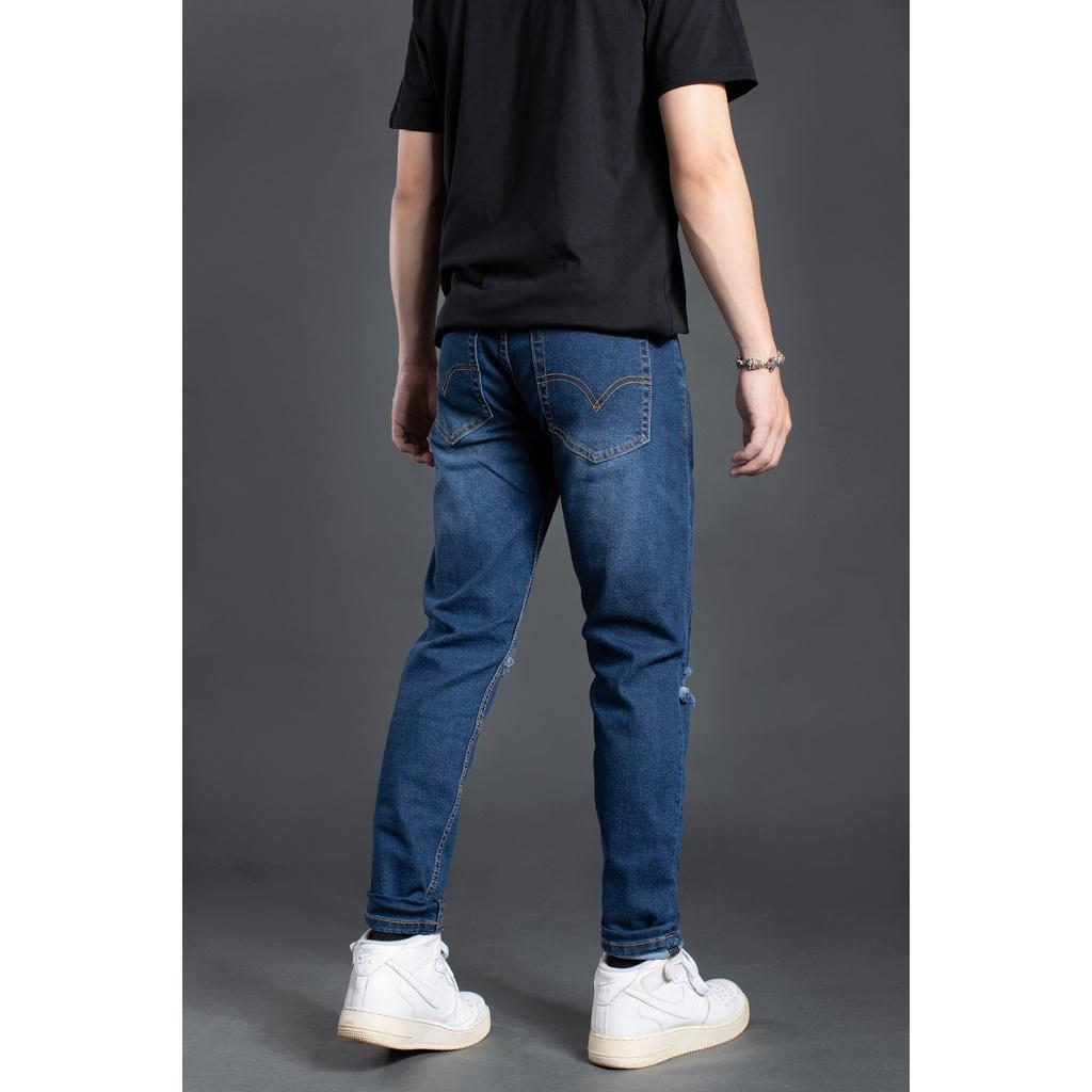Quần jean nam cao cấp form đẹp,rách gối LADOS-4073 không xù lông, bay màu