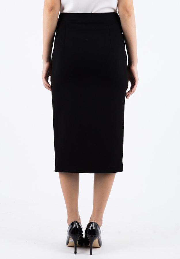 Chân Váy Midi Cúc Bọc De Leah - Đen