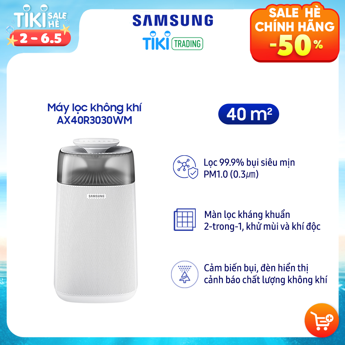 Máy lọc không khí Samsung AX40R3030WM/SV (40W)- Hàng chính hãng