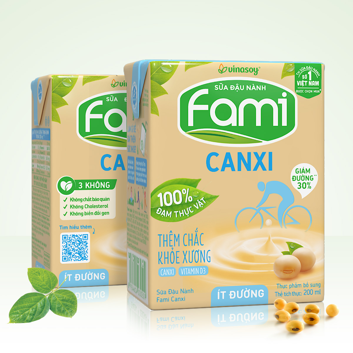 Thùng Sữa đậu nành Fami Canxi ít đường (200ml x 36 Hộp)