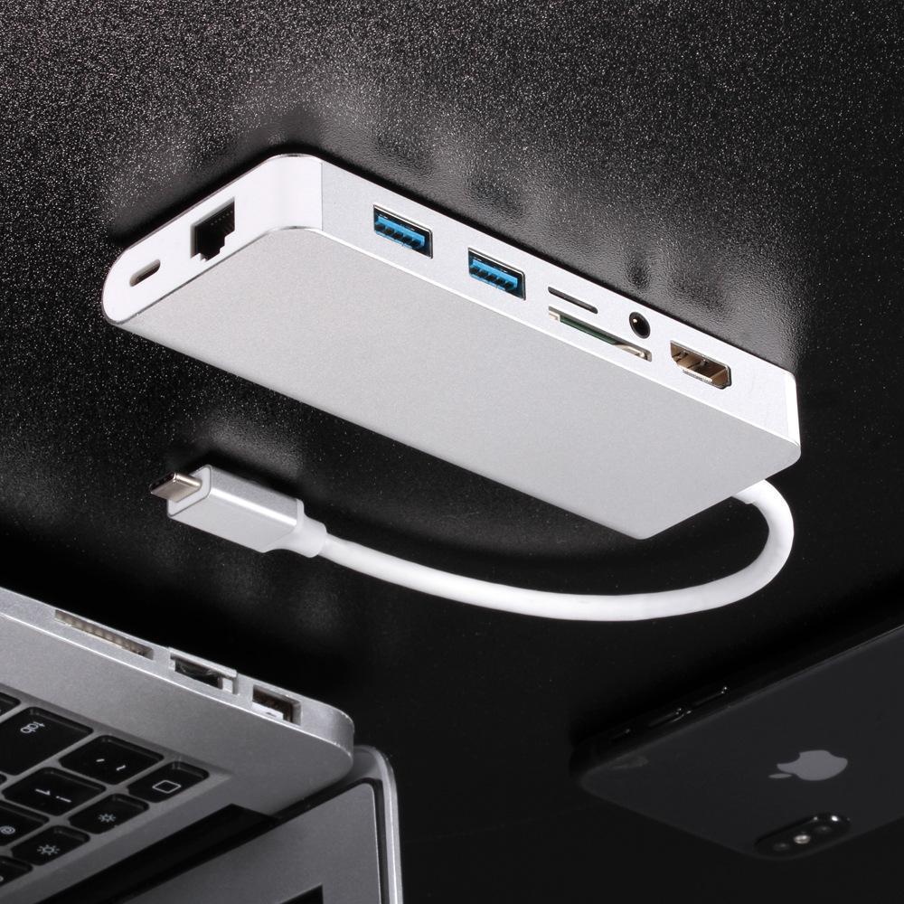 Cường độ phong cách mới nhất từ loại c sang hdmi card mạng gigabit Đầu đọc thẻ HUB bộ chuyển đổi tám trong một đế cắm mở rộng tất cả trong một