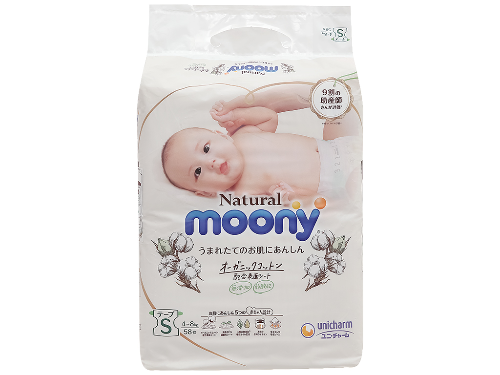 Tã Bỉm Moony Natural Dán/Quần Nội Địa Nhật NB63/S58/M46/L38/L36/XL32