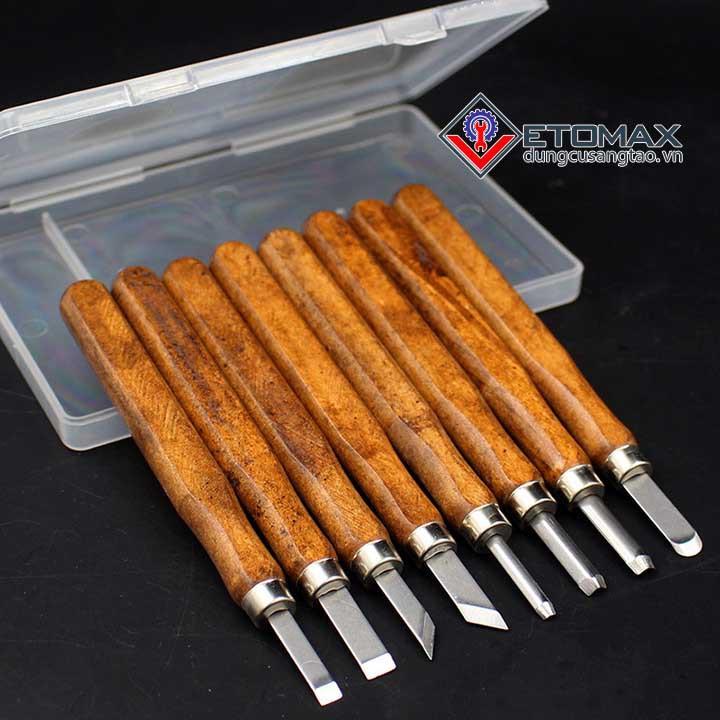 Bộ 8 dao khắc, đục tiện gỗ đa năng cao cấp