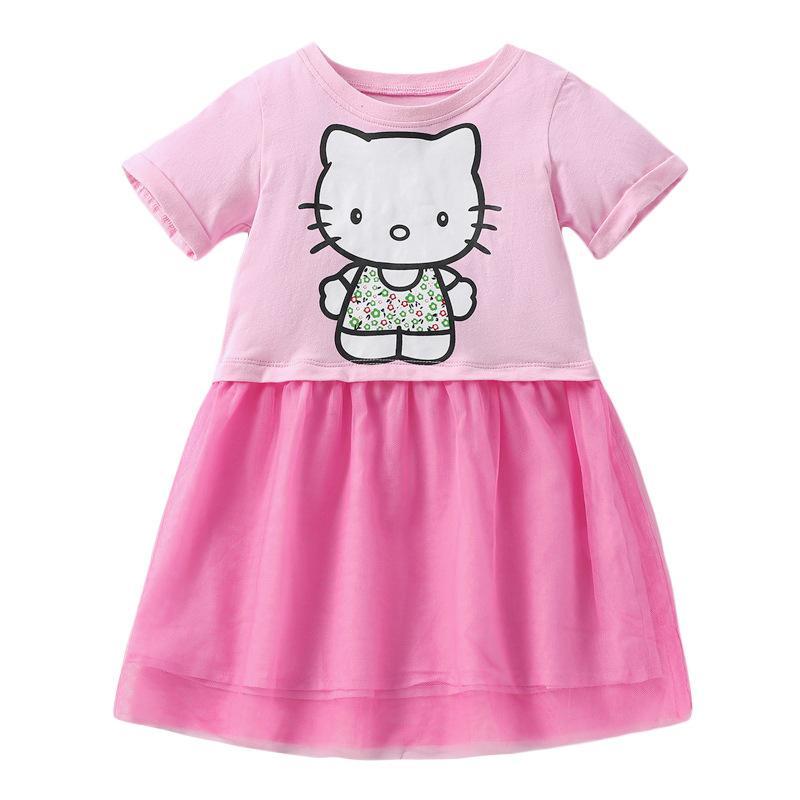 TA172 Váy cotton ngắn tay bé gái Kitty LittleMaven QW173