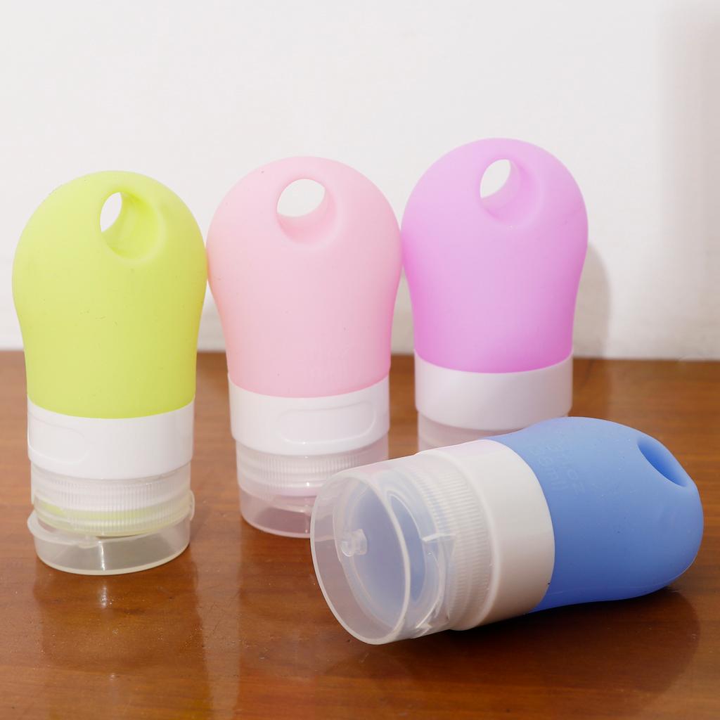 4 Pieces Portable Refillable Silicone Empty Cosmetic Containers for Travel