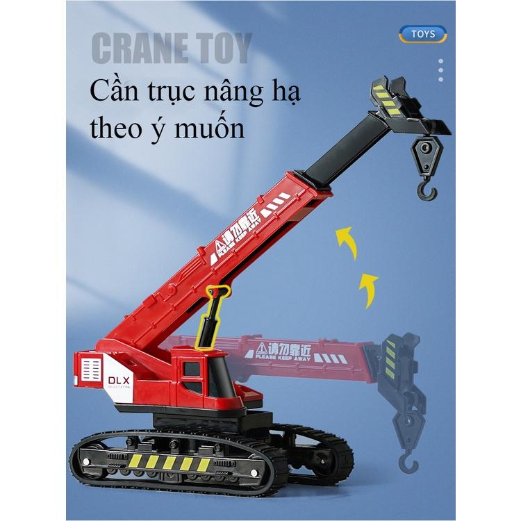 Đồ chơi mô hình xe cẩu tự hành kèm 4 khối gỗ xoay 360 độ bánh xích