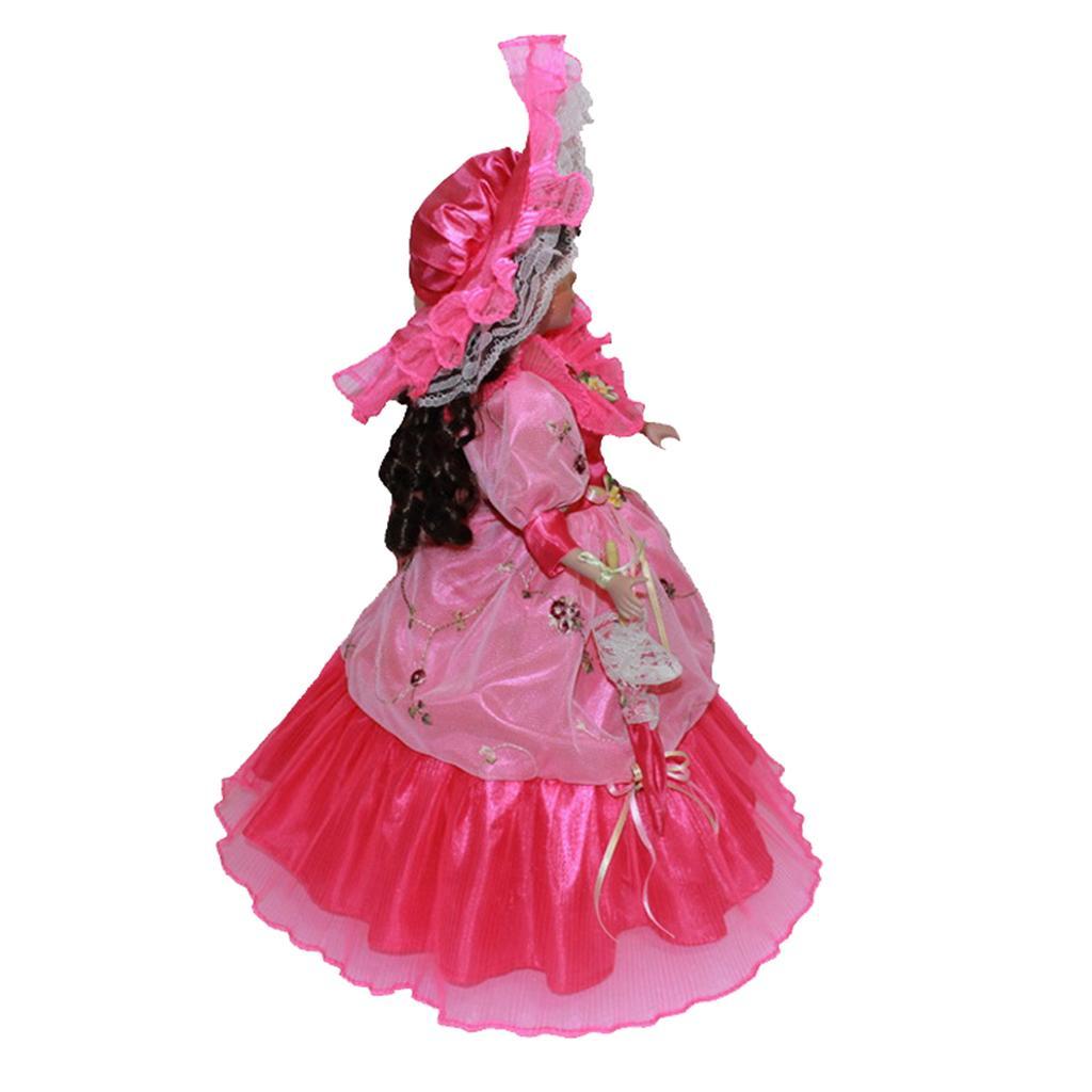 40cm Retro Porcelain Women Doll People Figure Handicraft Rose Gift