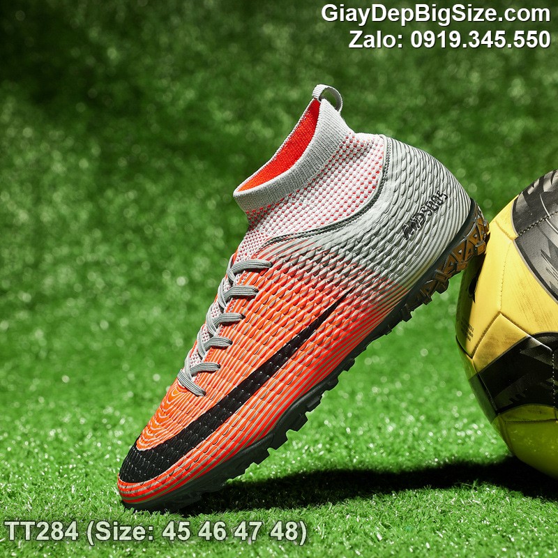 Giày đá bóng sân cỏ nhân tạo cỡ lớn 45 46 47 48 cho nam cao to chân ú bè. Big size soccer shoes for wide feet