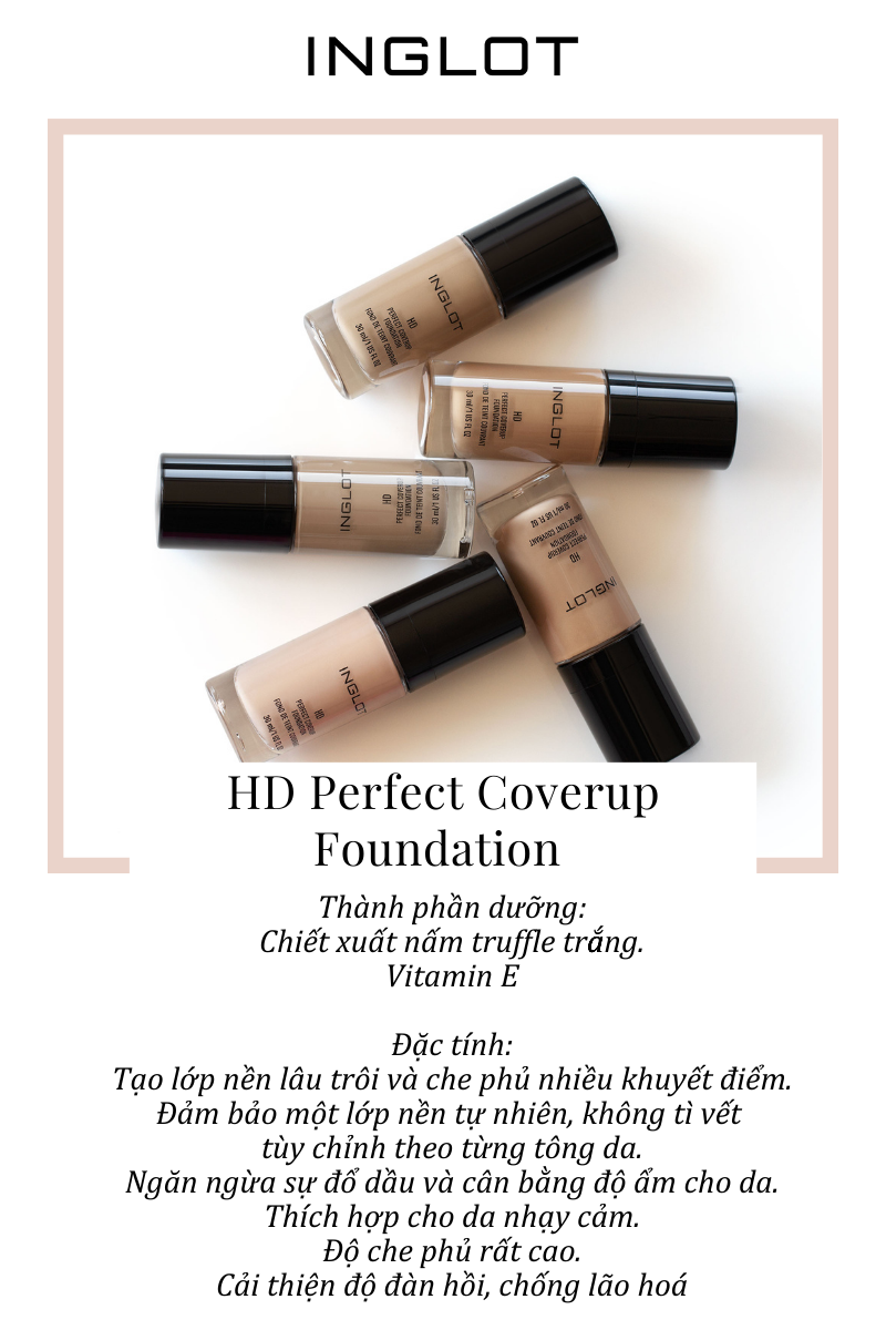 Kem nền lâu trôi, che phủ tốt HD Perfect Coverup INGLOT