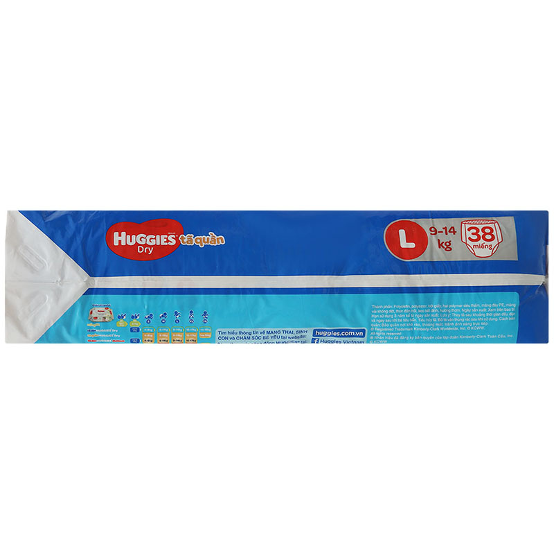 Tã quần Huggies size L 38 miếng (cho bé 9 - 14kg)