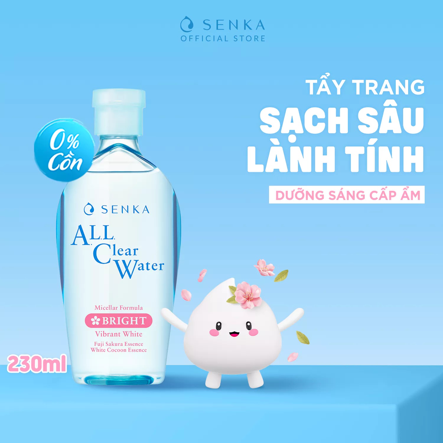 [DATE 8/2026] Bộ 02 Nước tẩy trang Micellar Dưỡng Sáng Cấp ẩm Senka All Clear Water Bright 230ml/chai