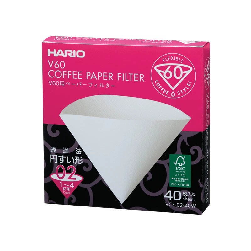 Giấy lọc Hario V60 - Trắng - 2 cup - Hộp/40 tờ