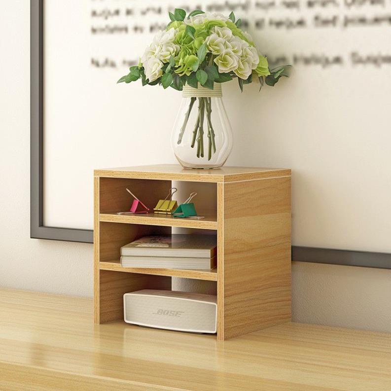 Kệ gỗ để bàn 3 tầng nhỏ gọn, giá sách mini kệ đa năng  gỗ MDF phủ Melamin decor góc học tập, làm việc 25x20x28 TAGO11