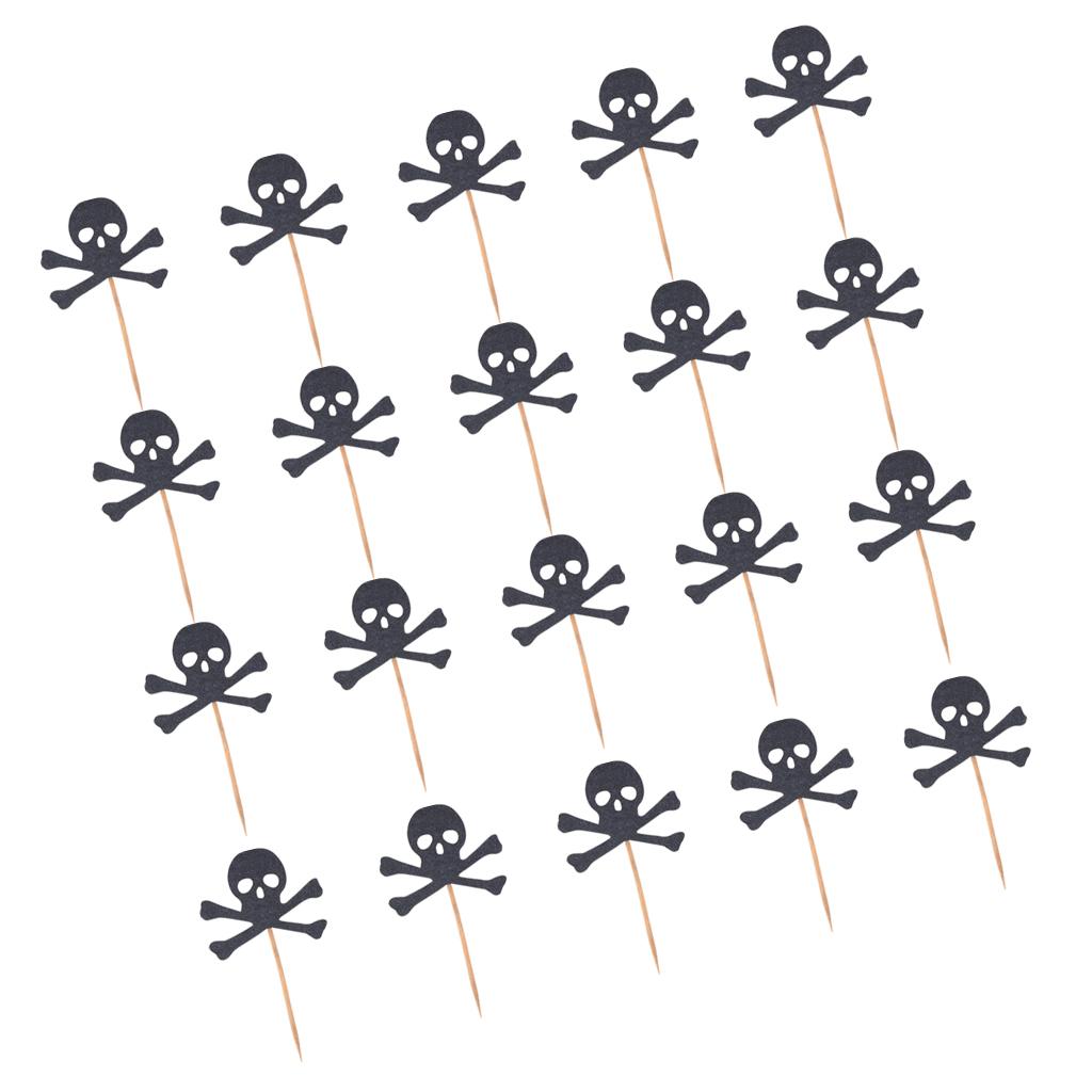 2xHalloween cake Cupcake toppers Food Sticks Cake Centerpieces Black