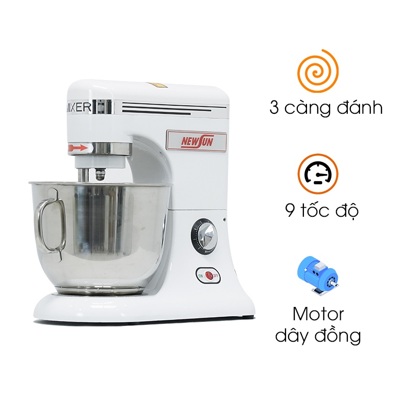Máy đánh kem trứng, trộn bột đa năng NEWSUN B-7C với bộ 3 càng đánh chuyên dụng - Hàng chính hãng