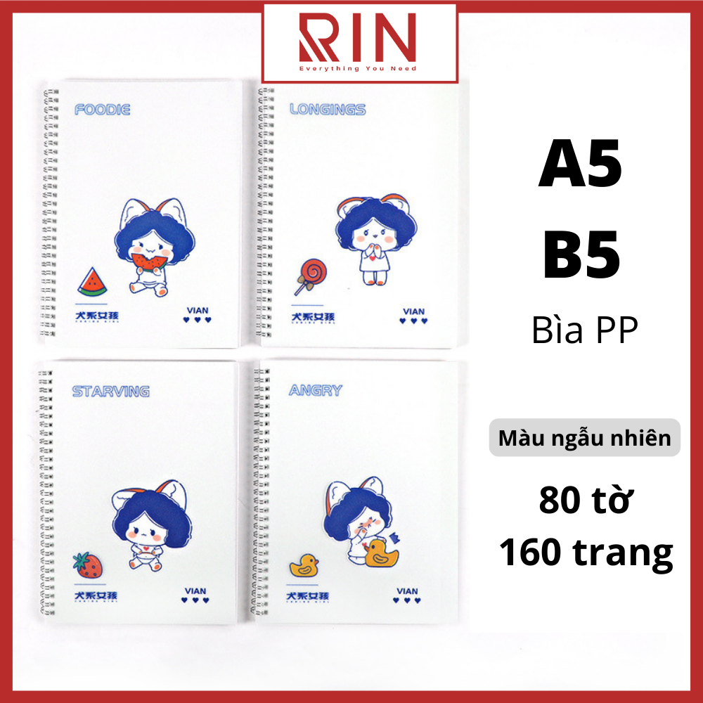 Sổ tay ghi chép / sổ lò xo ghi chép hằng ngày A5 - B5 - A4 80 trang – giấy kẻ ngang