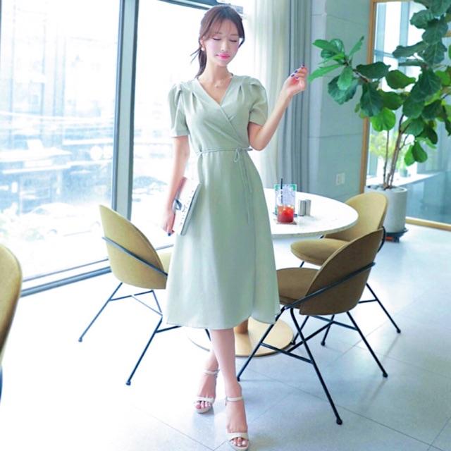 ĐẦM DÁNG SUÔNG, ĐẦM CÔNG SỞ Đầm váy mint xẻ tà (kèm hình thật)