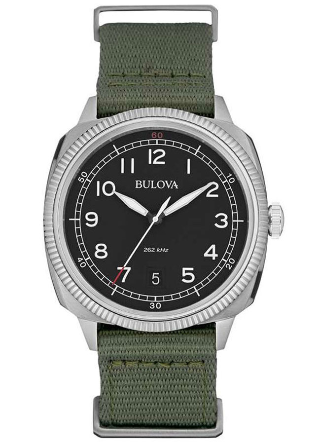 Đồng Hồ Nam Bulova Military Dây Vải Nato 96B229 - Mặt Đen