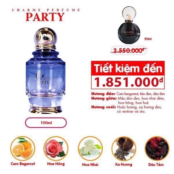 Nước hoa nữ thơm lâu, Charme Party, hương thơm quyến rũ, dành cho các buổi tiệc đêm, 100ml