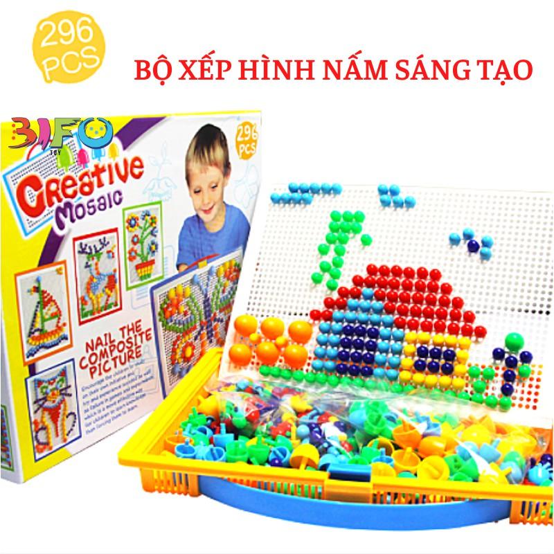 Bộ xếp hình cho bé hình nấm 296 chi tiết giúp bé phát triển trí thông minh sáng tạo