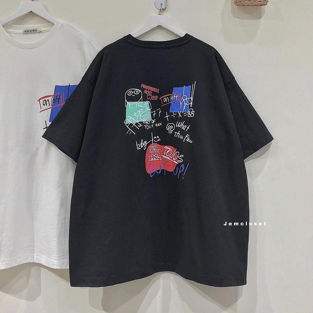 Áo Thun Nữ Tay Lỡ Áo Phông Nữ In Họa Tiết Form Rộng Cổ Tròn Chất Liệu Cotton Thoáng Mát Màu Đen Màu Trắng MATHS 10105