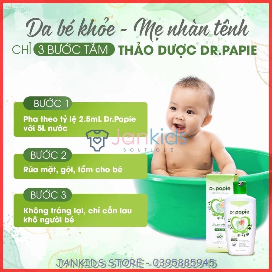 Nước tắm thảo dược DR. PAPIE giúp ngăn ngừa và giảm các vấn đề về da cho bé 0-3 tuổi