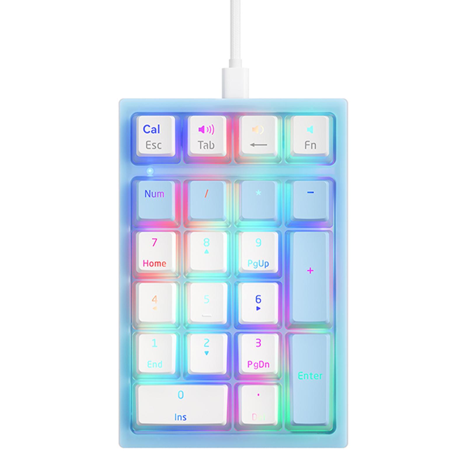 21 Keys Mechanical Numeric Keypad RGB LED Backlit Keyboard Mini for Laptop ,