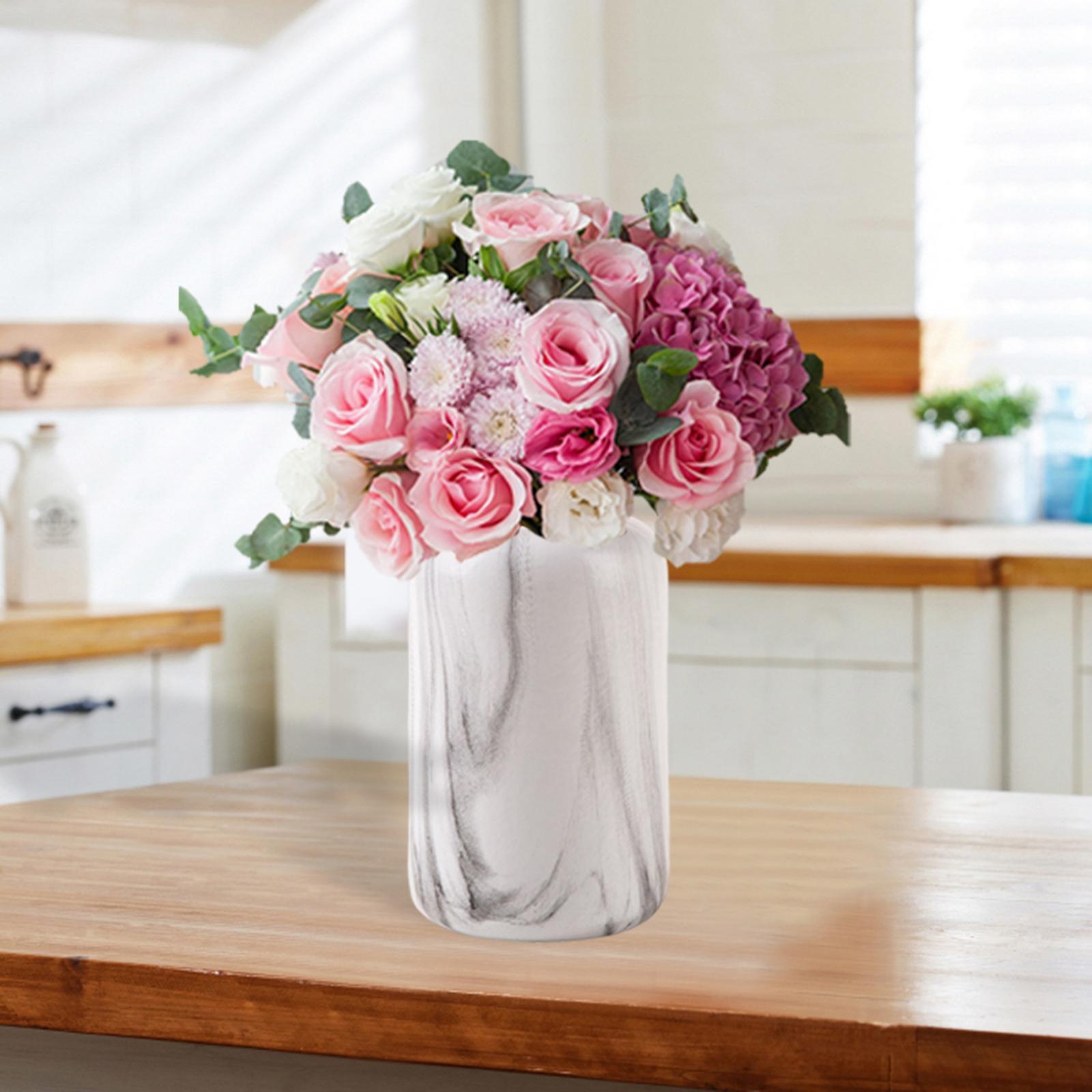 Modern Marble Ceramic Flower Vase Decorative for Table Office Home Decor