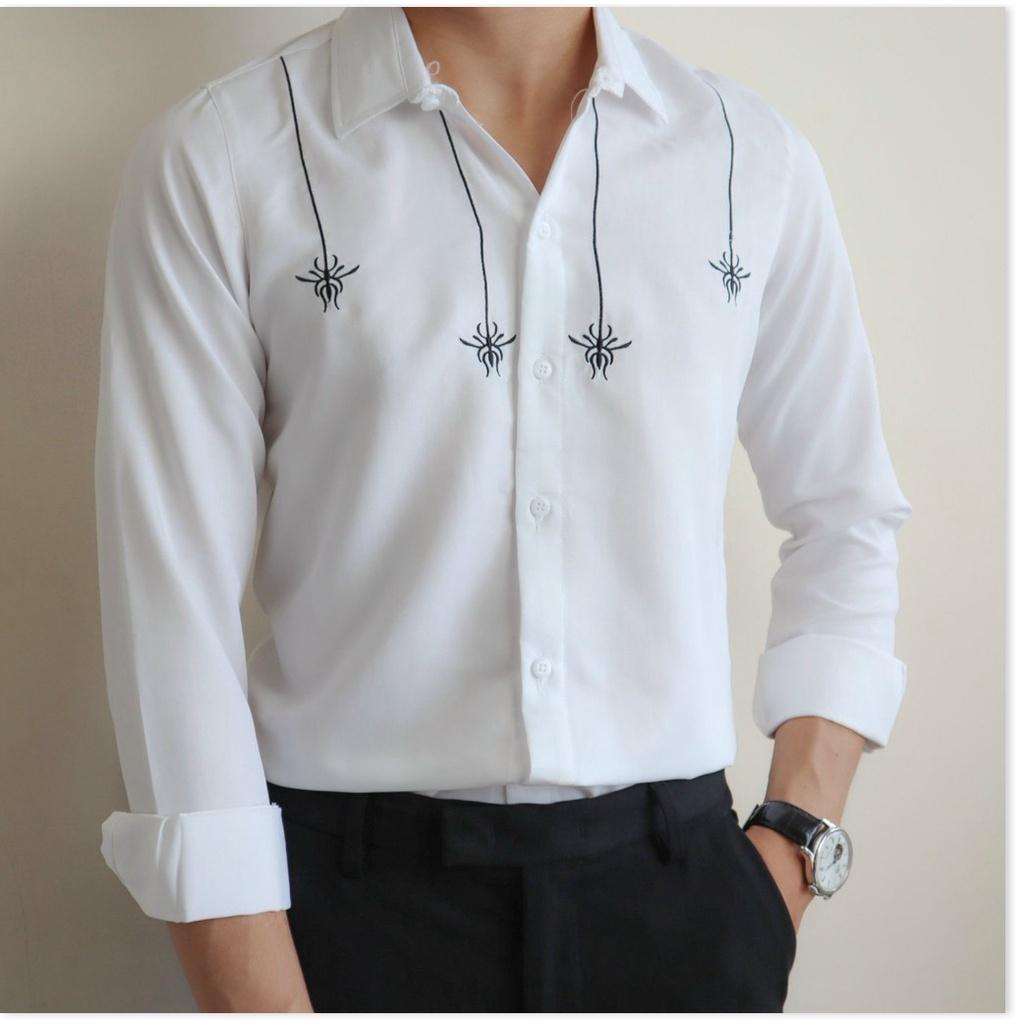 Áo sơ mi in thêu dài tay nam cực đẹp
