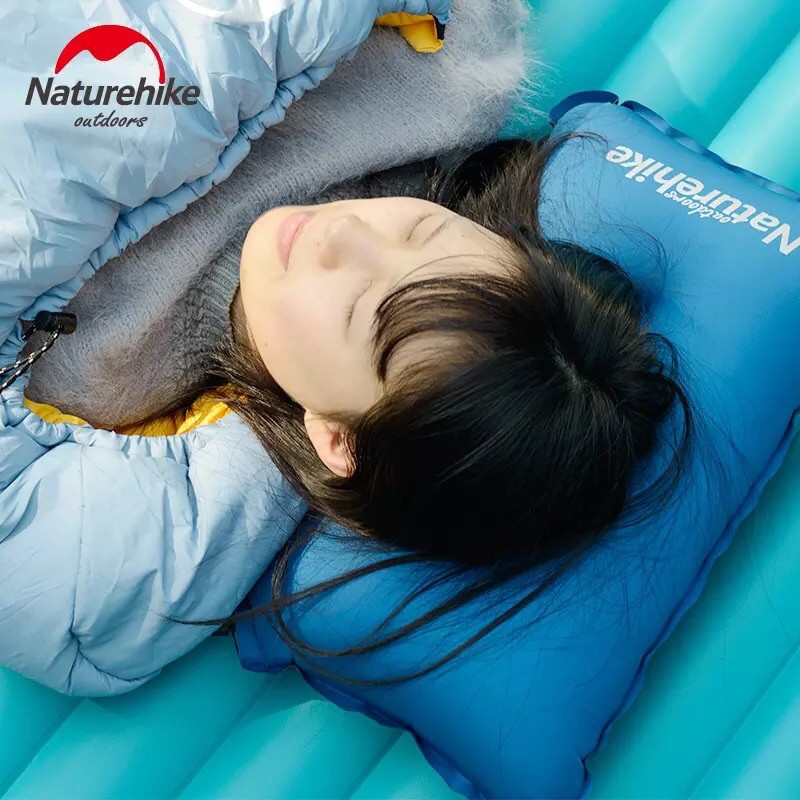 Đồ cắm trại gối ngủ Naturehike campoutvn NH17A001-L du lịch dã ngoại xếp hơi gấp tự bơm nằm êm chống nước A199