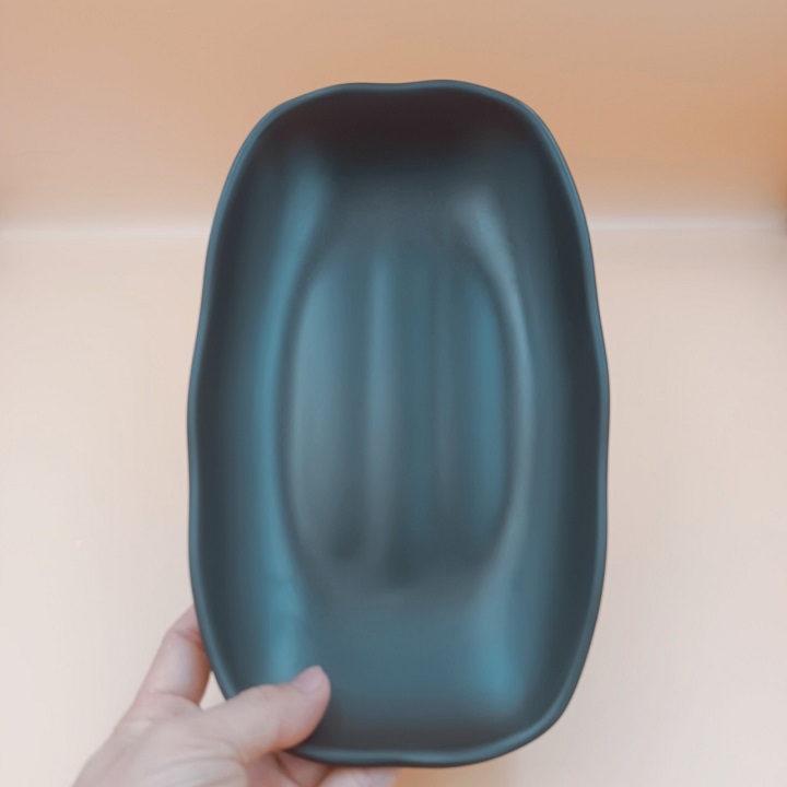 Đĩa Bầu Dục Sâu Melamine đen nhám chống cháy siêu bền hàng nhập khẩu