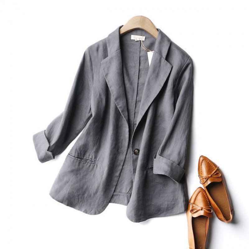 Áo blazer nữ chất linen bột mịn cao cấp, tay lỡ thích hợp mặc mùa thu, đông Bz11
