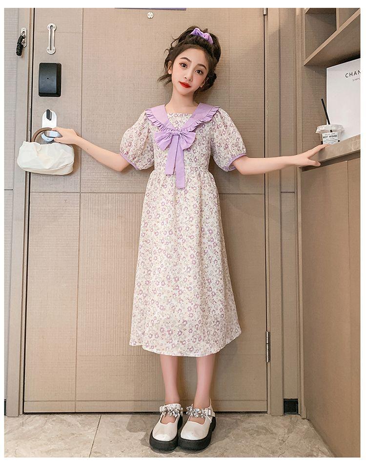 DONGSHOP HOT đầm trẻ em mùa hè cô gái phong cách bowknot váy 2023 váy công chúa vừa bé đầm hoa đầm