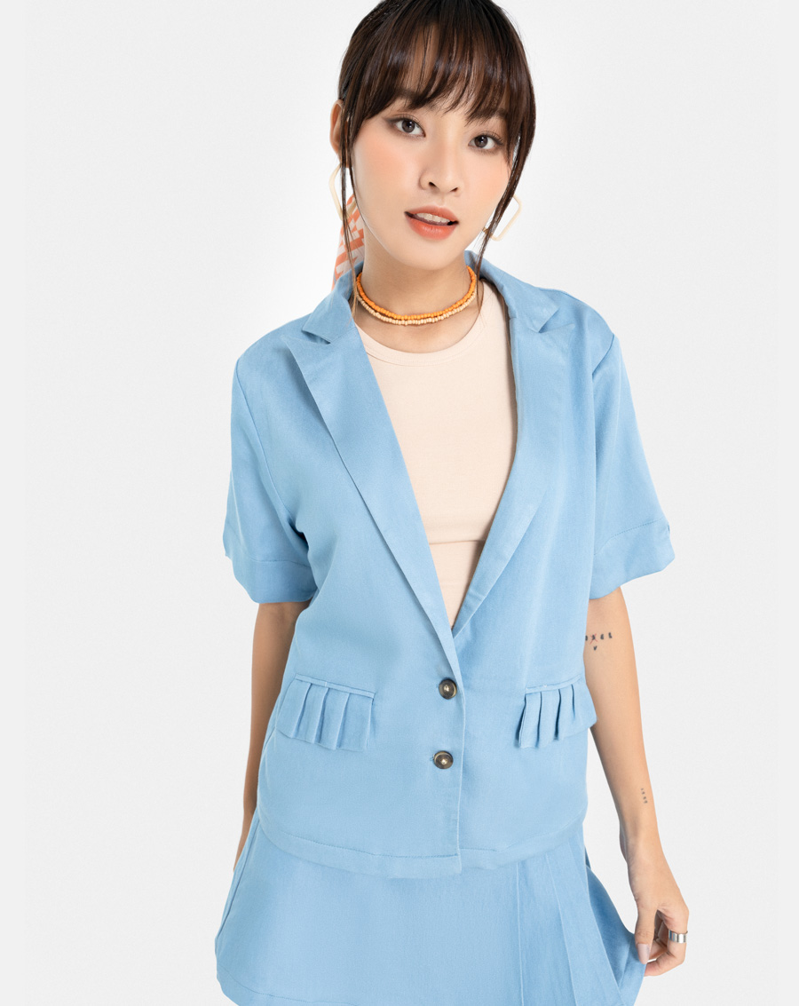 Áo Blazer Nữ Thời Trang JUNO Tay Ngắn JNKHC009