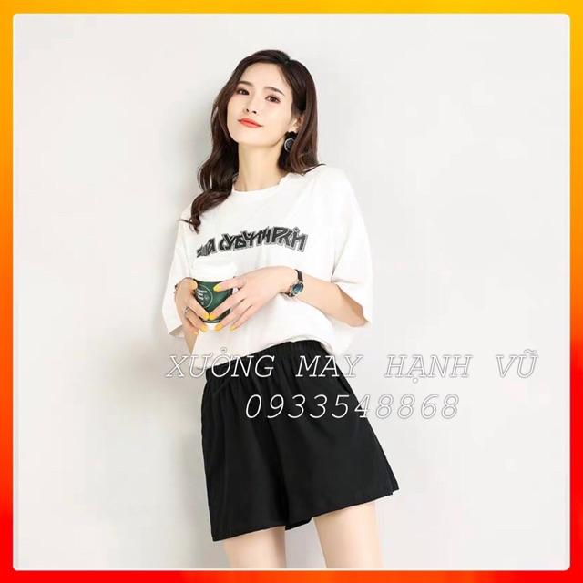 Quần short nữ siêu mát quần sooc đũi nơ cạp chun chất đũi nhẹ mát thời trang Banamo Fashion quần short đũi nơ 623