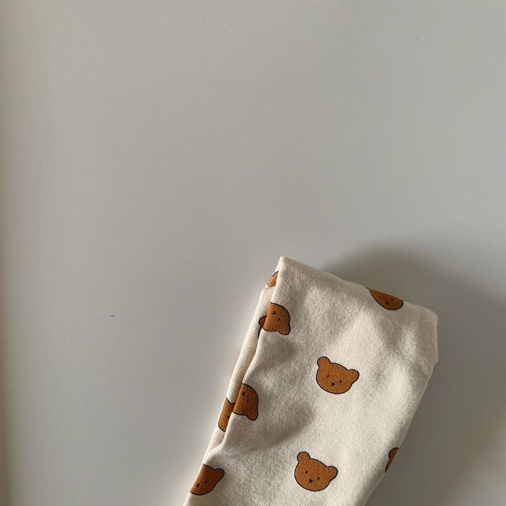 Bộ Dài Tay Cotton Họa Tiết Gấu Cho Bé