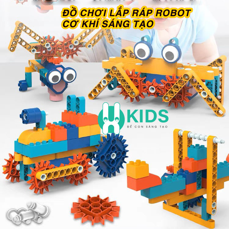 Đồ chơi lắp ráp robot cơ khí kỹ sư DIY sáng tạo thông minh có động cơ motor điện giáo dục khoa học cho trẻ em