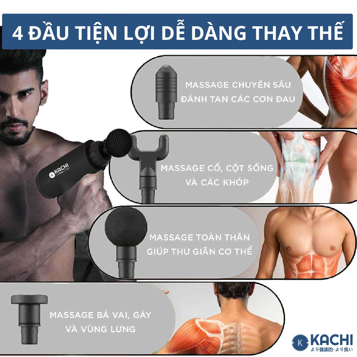 Đầu massage phụ kiện thay thế cho súng massage Kachi MK340