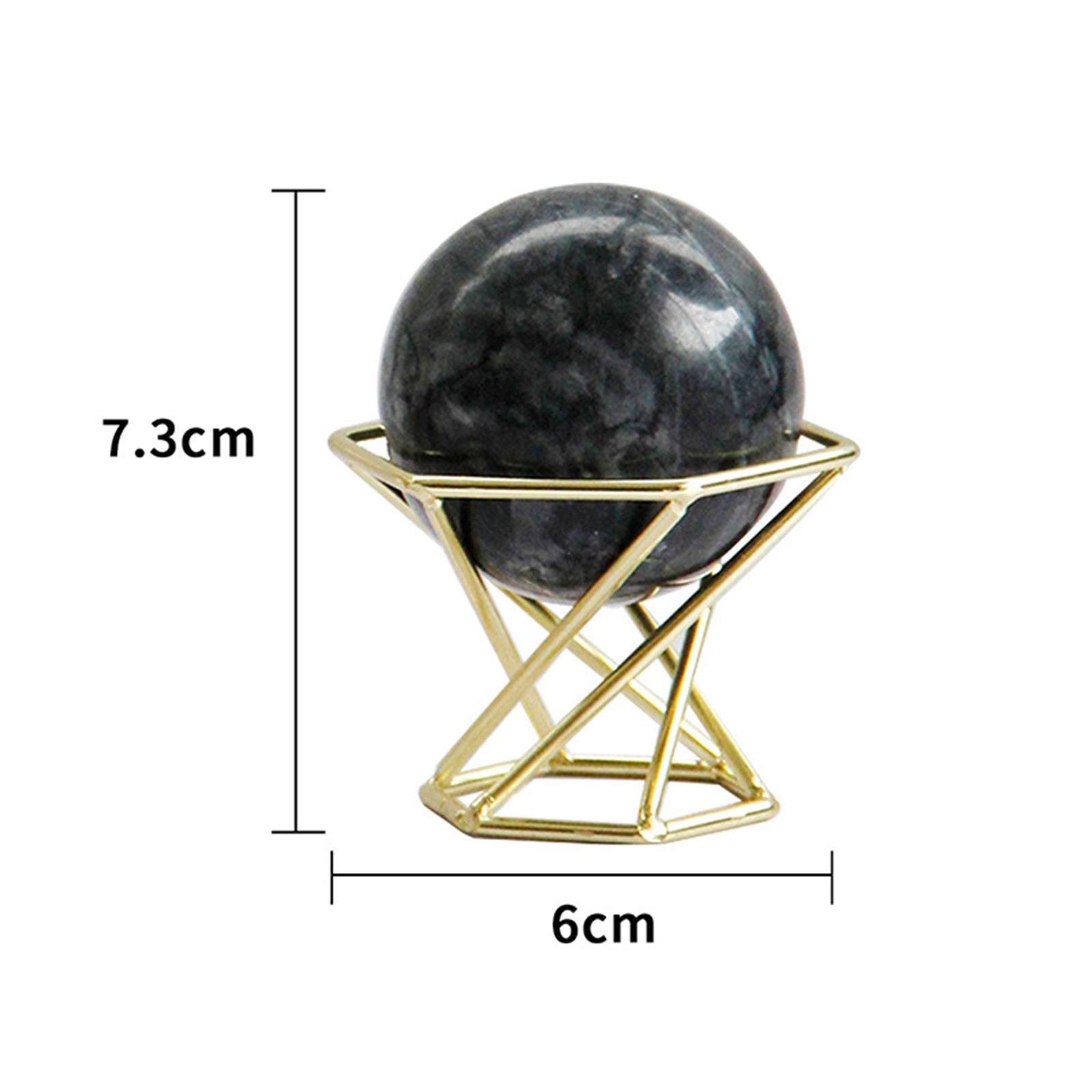 2" Black Marble Ball with Gold Metal Stand Decorative Ball Trinket Decor Marble Sphere for Table Office Decoration Ornaments