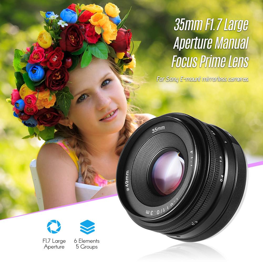 35mm f/1.7 Manual Focus Mirrorless Lens Prime Lens Large Aperture for Portrait Humanistic Street Photography for Sony E